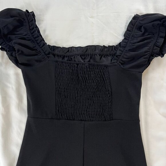 Kendall & Kylie Black Cap Sleeve Ruched Chest Mini Dress | Size S - Picture 5 of 7